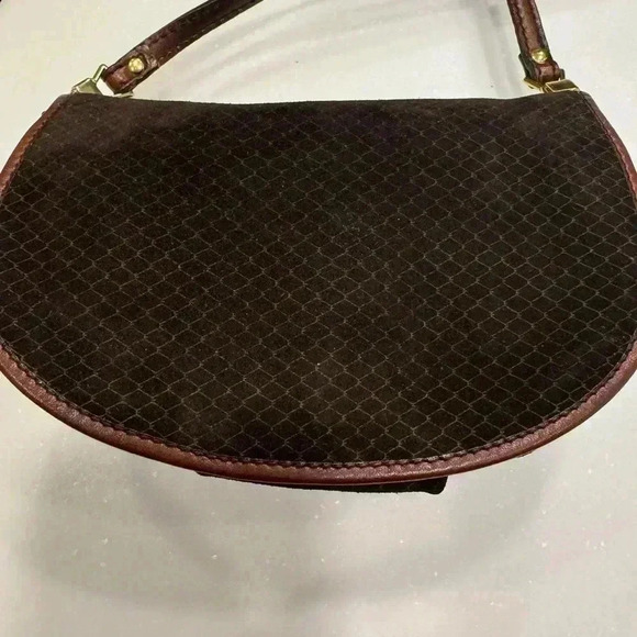 Fortuna brown croc embossed suede & leather small crossbody bag. - Picture 2 of 16